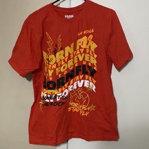 BornFly “Forever Fly” T-Shirt Blood Orange/Yellow/Peach/Black/White Size M